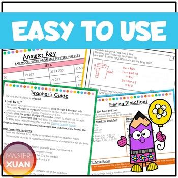 Bar Model Word Problems Worksheets by Master Xuan | TPT