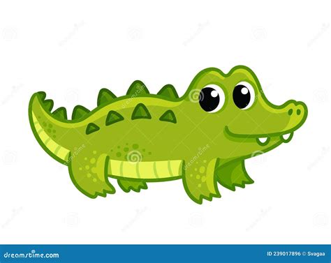 Baby Crocodile on a White Background. Vector Illustration with a Crocodile in Cartoon Style ...