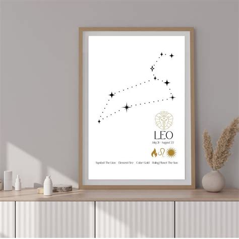 Leo Constellation | Wall Art Print | Constellation Print | Zodiac Wall Decor | Astrology Art ...