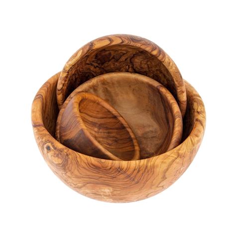 Olive Wood Bowl Set of 4 - Handmade Wooden Serving Bowls