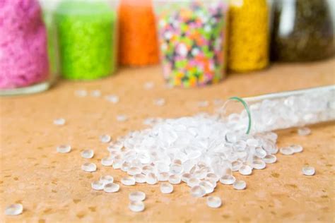 Plastic pellets. Polyethylene granules. Plastic Raw material PE — Stock Photo © zaborgomel@mail ...