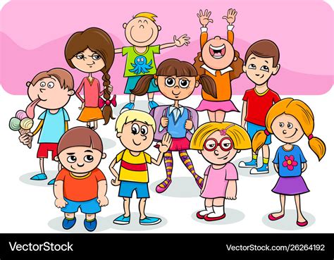 Happy children cartoon characters group Royalty Free Vector