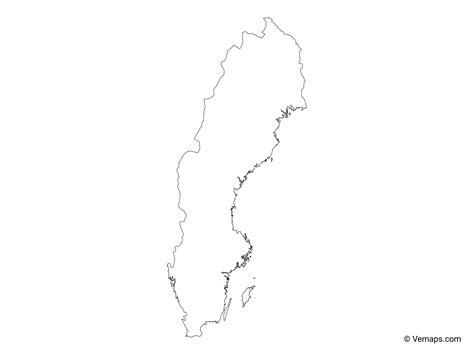 Outline Map of Sweden | Free Vector Maps