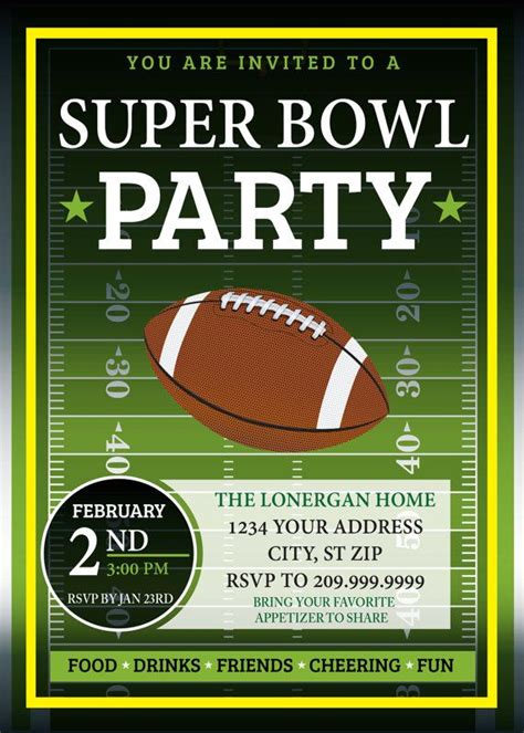 SUPER BOWL PARTY invitation FOOTBALL PARTY