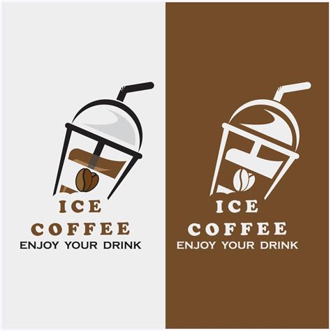 creative ice coffee drink and coffee milk logo vector illustration ...