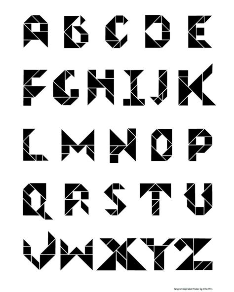 Tangram patterns, Alphabet poster, Tangram printable