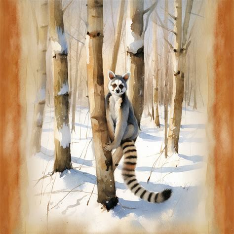 Winter Lemur Digital Art Print Free Stock Photo - Public Domain Pictures