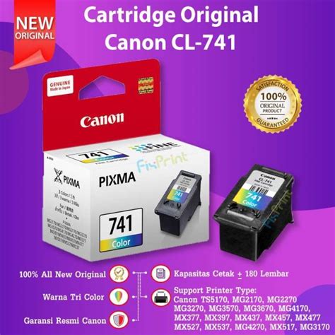 Promo Cartridge Canon Cl 741 Cl741 Color Refill Ts5170 Mg2270 Mx397 Mg3570 Diskon 10% Di Seller ...