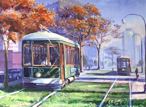 Streetcars Uptown New Orleans Painting by CB Hume