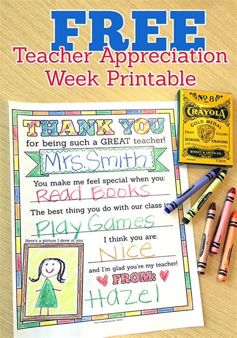 Free Printable For Teacher Appreciation Week