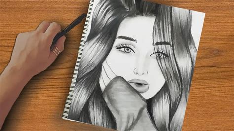 تعليم رسم بنت كيوت بشعر طويل سهل بالرصاص خطوه بخطوه للمبتدئين بالمقاسات | رسم بنات كيوت - YouTube