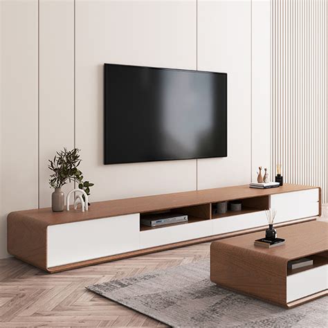 Wooden Lowline TV Stand with Drawers