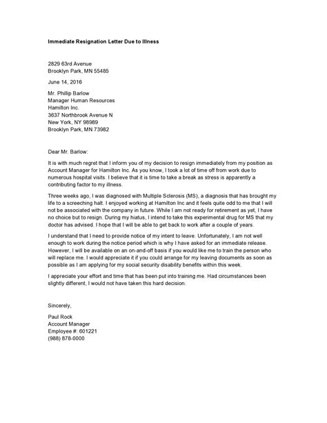 Resignation Letter Due To Mental Health Issues - Infoupdate.org