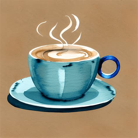 Cute Watercolor and Chalk Illustration of Coffee Cup Motif · Creative Fabrica