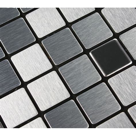 Adhsive Mosaic Tile Backsplash Square Brushed Metal Wall Decoration ...