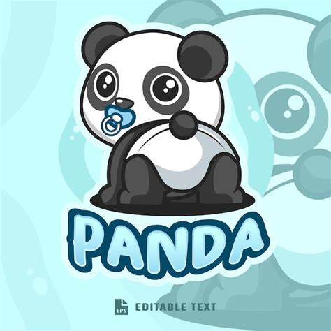 Premium Vector | Cute baby panda logo character