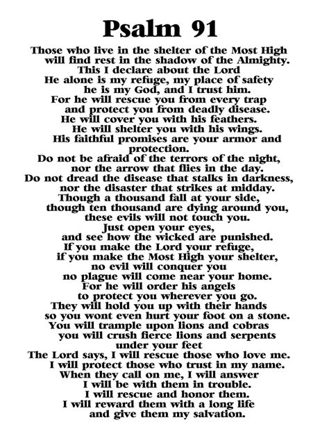 Printable Psalm 91 Prayer