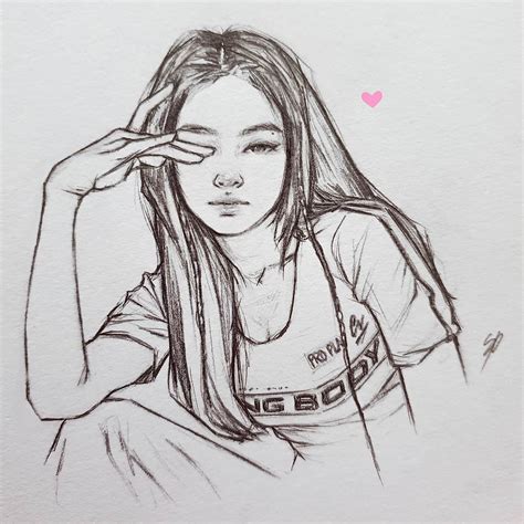 Nikki on Instagram: ";) 💗 #blackpink #jennie #blackpinkfanart #fanart #kpopfanart #art #drawing ...