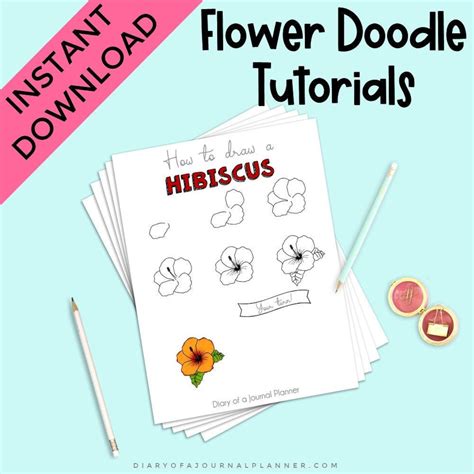 Flower Doodle Tutorials, Floral Step by Step Doodles, Learn How to Doodle Flowers and Plants ...