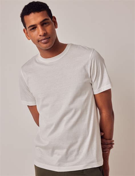 White Mercerised Cotton T-shirt | Hawes & Curtis