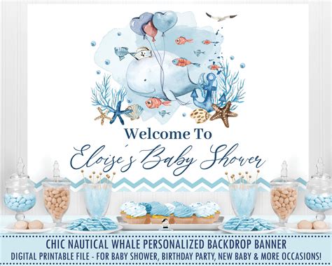 Chevron Borders, Blue Chevron, Baby Whale, Banner Backdrop, Nautical Baby, Under The Sea, Baby ...
