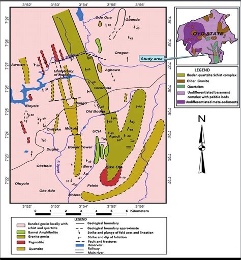 Geology map of Oyo State showing the Geology of Ibadan | Download ...