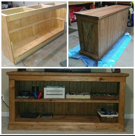 Solid pine TV stand with tongue & groove, used pre-stain wood conditioner and Minwax Special ...