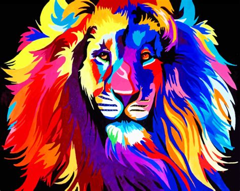 Aesthetic Rainbow Lion - Paint By Numbers - Num Paint Kit