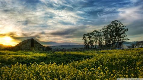 Wondrous sunset over old barn, farm, sunset, fields, barn, HD wallpaper ...