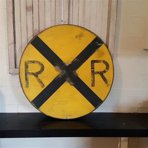 Distressed Vintage Look Yellow Railroad Crossing | Etsy | Railroad ...