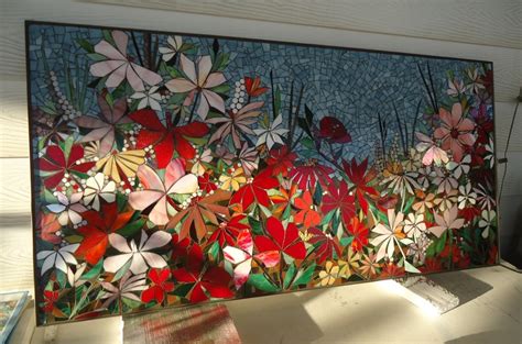 FLORAL GARDEN MOSAIC Wall Art Made to Order Bathroom Wall Relief Decorative Glass Mosaic Art ...