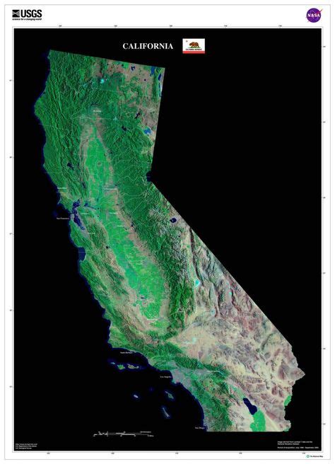 The California Satellite Imagery State Map Poster | California map ...