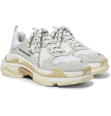 Balenciaga Triple S Nubuck, Leather And Mesh Sneakers in White for Men - Lyst