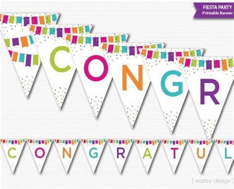 Congratulations Banner Printable Banner Fiesta Party Decor