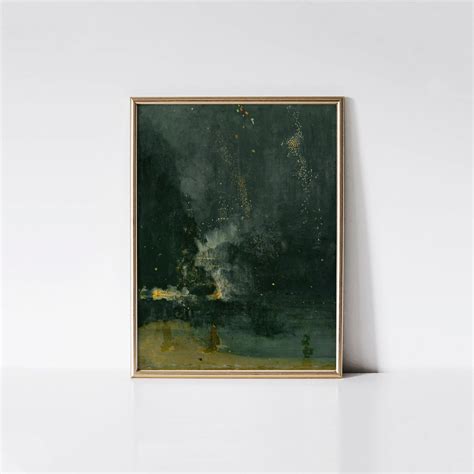 Nocturne in Black and Gold, Vintage Emerald Print, Dark Green Wall Art ...