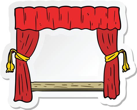 sticker of a cartoon open curtains 11750165 Vector Art at Vecteezy