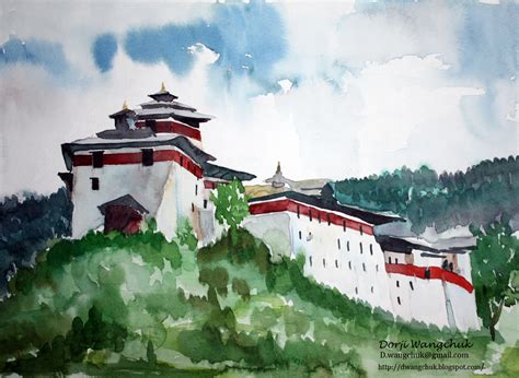 Bhutan Art VAST Bhutan Artist Dorji Wangchuk _ Wangdiphodrang Dzong