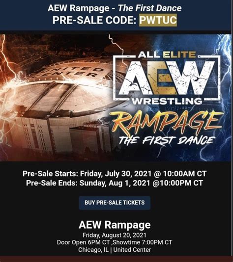 Aew Rampage presale time and code for Chicago : r/AEWOfficial