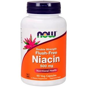 Niacin, Flush-Free, Double Strength, Vitamin B3, 500 mg, 90 Veg caps, Now Foods - SuperFoodsNZ