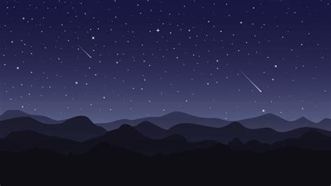 Vector background. Starry night sky. Stars, sky, night. Silhouette of ...