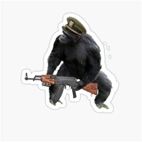 " Chimp with an AK-47" Sticker for Sale by Nathan26 | Redbubble