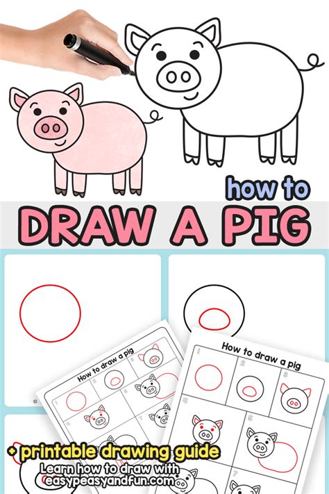 How to Draw a Pig – Step by Step Drawing Tutorial - Easy Peasy and Fun