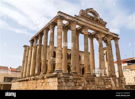 Roman temple of Diana in Merida Stock Photo - Alamy