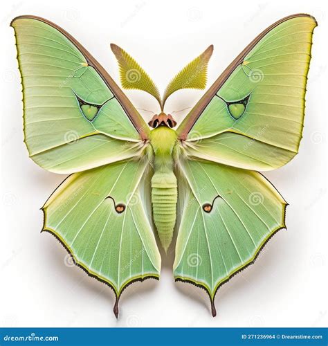 Luna Moth Actias Luna Butterfly. Beautiful Butterfly in Wildlife. Isolate on White Background ...