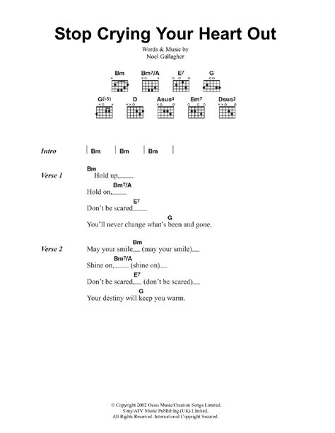 Stop Crying Your Heart Out by Oasis - Guitar Chords/Lyrics - Guitar ...