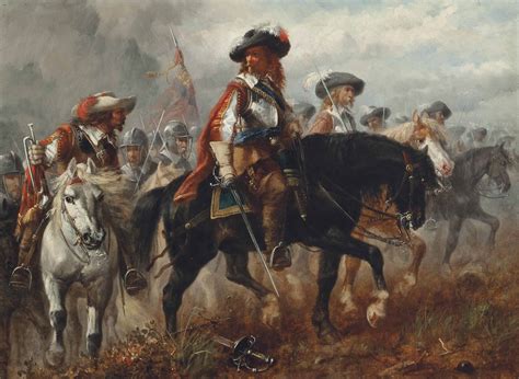 Richard Beavis, R.W.S. (1824-1896) , The King's cavalry moving into ...