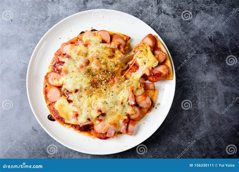 Sausage cheese pizza stock image. Image of baked, cheese - 156330111