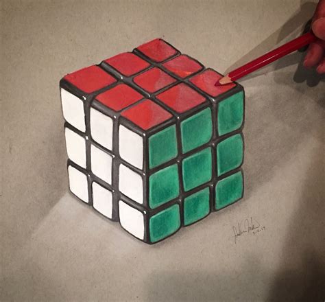 Realistic Rubix Cube Drawing - By Safanah | Colored pencil artwork ...