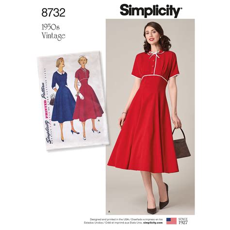 Simplicity 8732 Misses' Vintage Dress