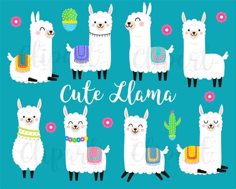 Llama Clipart, Llama Clip Art, Cute Kawaii Llamas, Cute Llama Graphics ...